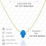 Blue Opal Hamsa Gold Filled Choker Necklace