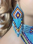 Blue Beaded Choker Bib Necklace in Native Style