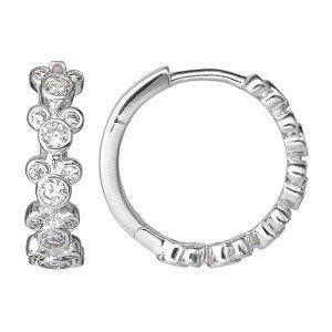 Disney Mickey Mouse Silver Hoop Earrings with Zirconia
