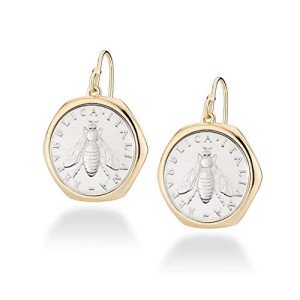 Miabella 18K Gold Italian Bee Coin Drop Earrings