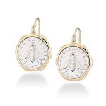 Miabella 18K Gold Italian Bee Coin Drop Earrings