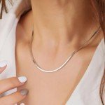 925 Sterling Silver Herringbone Snake Chain Necklace