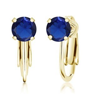 18K Gold Plated Sapphire Clip-On Earrings for Women