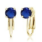 18K Gold Plated Sapphire Clip-On Earrings for Women
