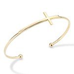 Italian Sterling Silver Adjustable Cross Bracelet for Women
