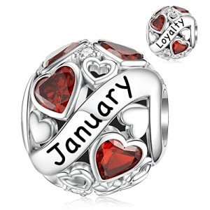 January Birthstone Heart Charms for Pandora Bracelet