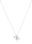 Rhodium & 18k Rose Gold Double Heart Pendant Necklace