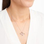 Rhodium & 18k Rose Gold Double Heart Pendant Necklace