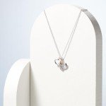 Rhodium & 18k Rose Gold Double Heart Pendant Necklace