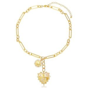 Chunky Gold Heart Charm Necklace for Women
