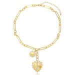 Chunky Gold Heart Charm Necklace for Women