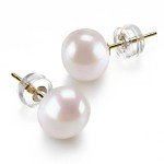 14K Gold Freshwater Pearl Button Stud Earrings