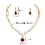 Elegant White Gold Teardrop CZ Necklace & Earrings Set