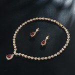 Elegant White Gold Teardrop CZ Necklace & Earrings Set