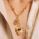 Chunky Gold Heart Charm Necklace for Women