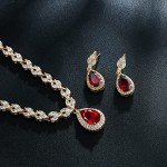 Elegant White Gold Teardrop CZ Necklace & Earrings Set