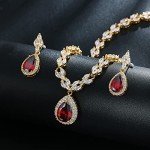 Elegant White Gold Teardrop CZ Necklace & Earrings Set