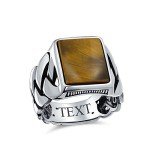 Men's Personalized Sterling Silver Tiger Eye Signet Ring