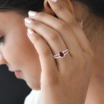 9 Stone Vintage Red Garnet Engagement Ring