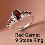9 Stone Vintage Red Garnet Engagement Ring