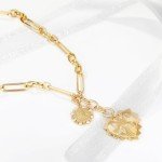 Chunky Gold Heart Charm Necklace for Women