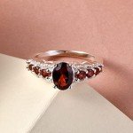 9 Stone Vintage Red Garnet Engagement Ring