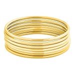 14K Gold Plated Thin Round Bangle Set for Women