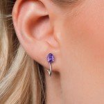 Sterling Silver Birthstone Clip-On Drop Earrings
