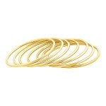 14K Gold Plated Thin Round Bangle Set for Women