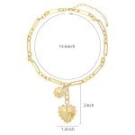 Chunky Gold Heart Charm Necklace for Women