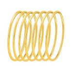 14K Gold Plated Thin Round Bangle Set for Women