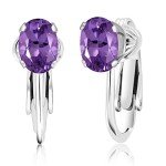 Sterling Silver Birthstone Clip-On Drop Earrings