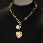 Chunky Gold Heart Charm Necklace for Women