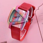 Triangle Wooden Watch with Leather Band for Women
