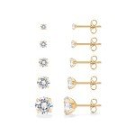 14K Gold Plated Stainless Steel Stud Earrings Set