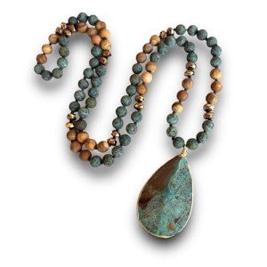 BALOOLA Handmade Boho Statement Necklace - Turquoise Green