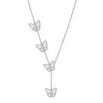 Butterfly Y Shaped Silver Lariat Necklace 30