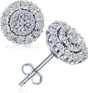 Elegant Round Cut Diamond Stud Earrings for Women