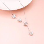 Butterfly Y Shaped Silver Lariat Necklace 30
