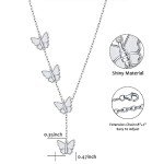 Butterfly Y Shaped Silver Lariat Necklace 30