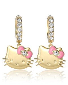 Cute Hello Kitty 18k Gold Hoop Earrings