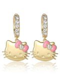 Cute Hello Kitty 18k Gold Hoop Earrings