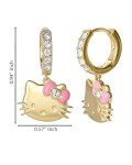 Cute Hello Kitty 18k Gold Hoop Earrings