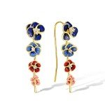 Colorful Flower Gold Plated Ear Cuff Earrings