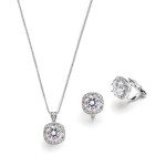 Cubic Zirconia Necklace and Clip-On Earrings Set