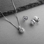 Cubic Zirconia Necklace and Clip-On Earrings Set