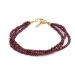 Red Garnet 3-Layer Beaded Bracelet for Women