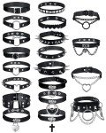 Punk Leather Choker Necklace Set - 20 Pieces