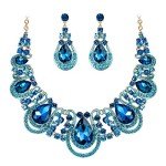 BriLove Women's Crystal Teardrop Necklace & Earrings Set
