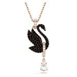 Rose Gold Swarovski Swan Pendant Necklace with Crystals